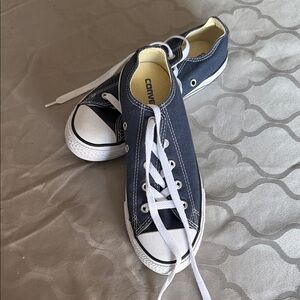 Converse Kids Navy Canvas Low-Top Sneakers with White Accents